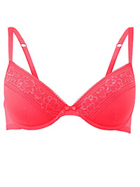 M&5 STRAWBERRY Lace Padded Plunge Wired Bra - Size 32 to 34 (C-D-E)