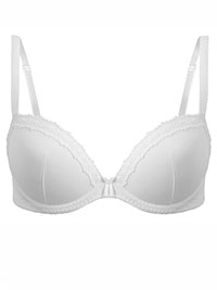 WHITE Embroidered Padded Plunge Bra - Size 38 (E cup)
