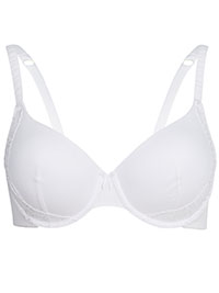 M&5 WHITE Embroidered Padded Full Cup Bra - Size 32 (B cup)