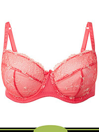 STRAWBERRY Embroidered Padded Plunge Bra - Size 32 to 40 (A-B-C-D)