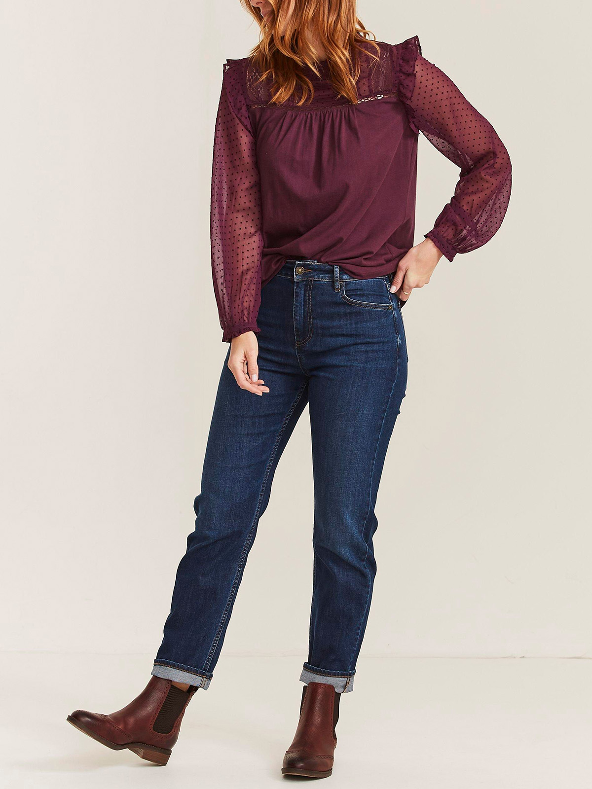 FAT FACE FatFace PLUM Lottie Spotted Top Size 8 to 18