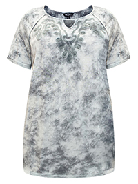 ULLA POPK3N GREY Mixed Media Embroidered Batik Print Top - Plus Size 16/18 to 36/38 ULLA POPK3N GREY Mixed Media Embroidered Batik Print Top - Plus Size 16/18 to 36/38
