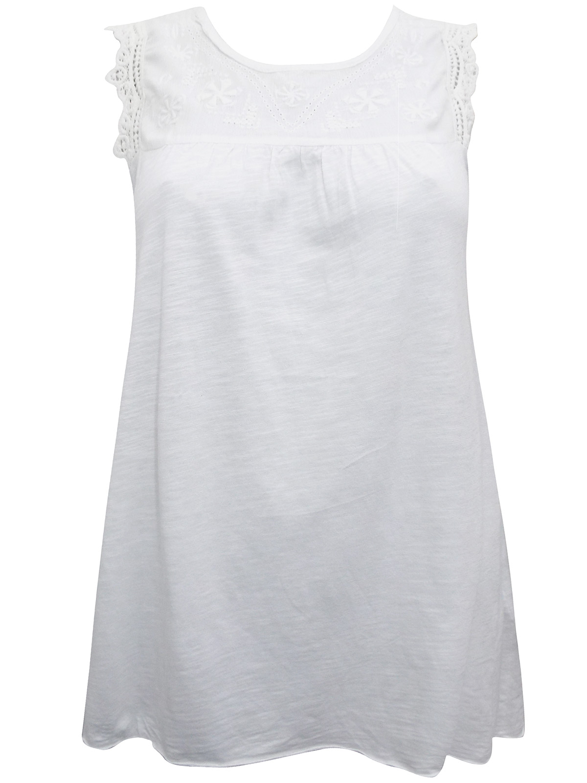 Zamba - - Zamba WHITE Sleeveless Embroidered Top - Size 10 to 14