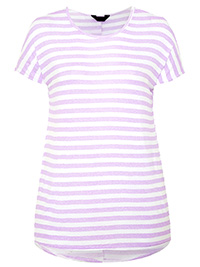 Curve WHITE/LILAC Striped Jersey T-Shirt - Plus Size 16 to 38/40
