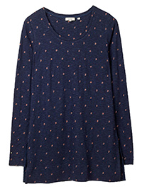 Fat Face NAVY Analee Foulard Ditsy Longline Top - Size 8 to 16