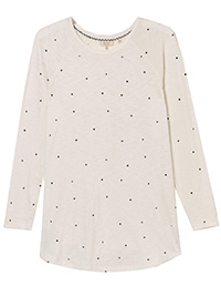 FF IVORY Modal Blend Polka Dot Print Top - Size 6 to 20