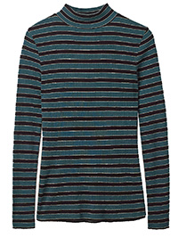 Fat Face DEEP-TEAL Enise Stripe Roll Neck Top - Size 6 to 18