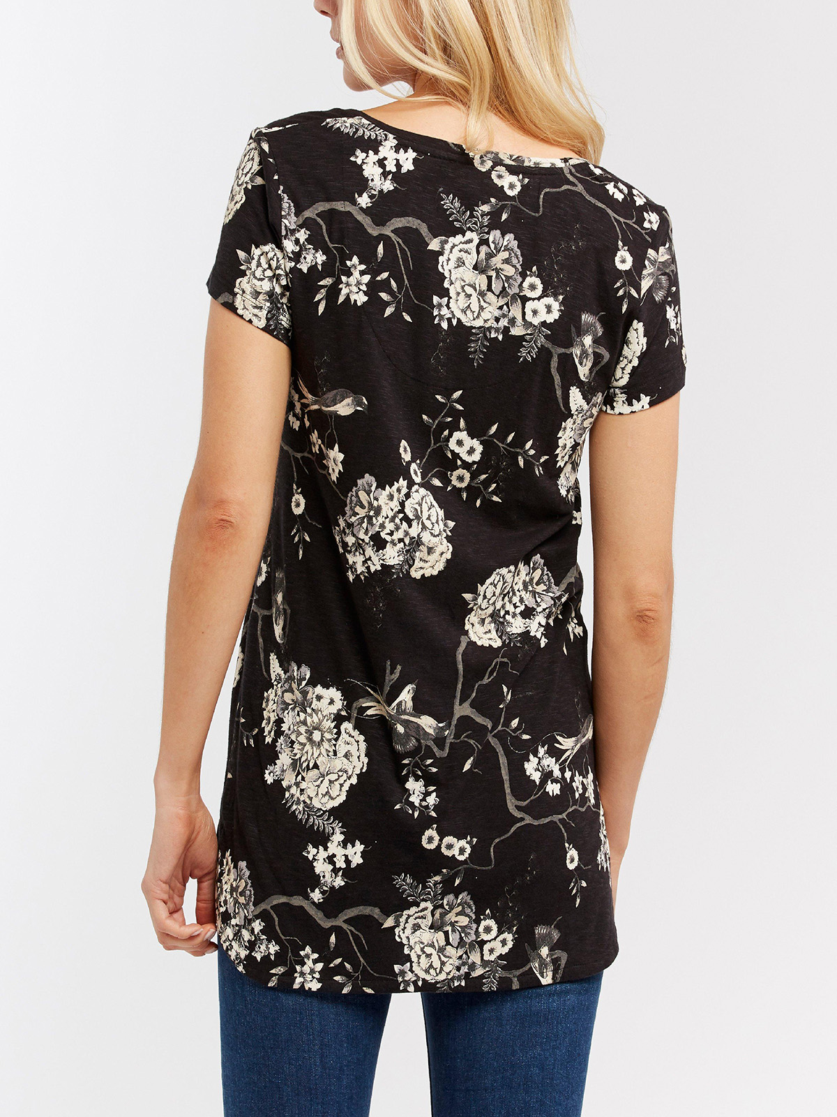 FAT FACE - - Fat Face BLACK Anabelle Oriental Garden Longline Top ...