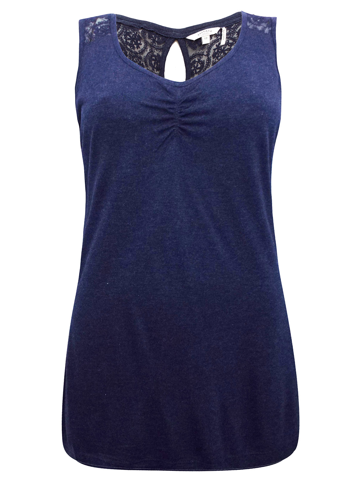 FAT FACE - - Fat Face Twilight NAVY Lucy Jersey Lace Panel Vest Top ...