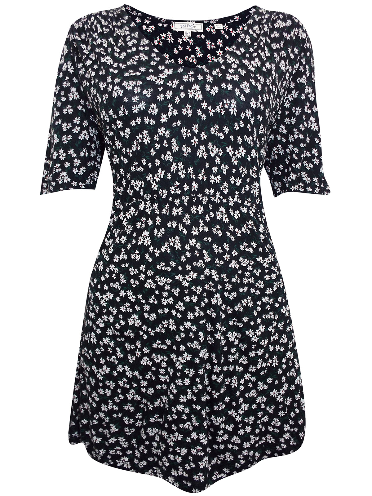 FAT FACE - - Fat Face BLACK Pure Cotton Printed Shirred Shoulder Top ...