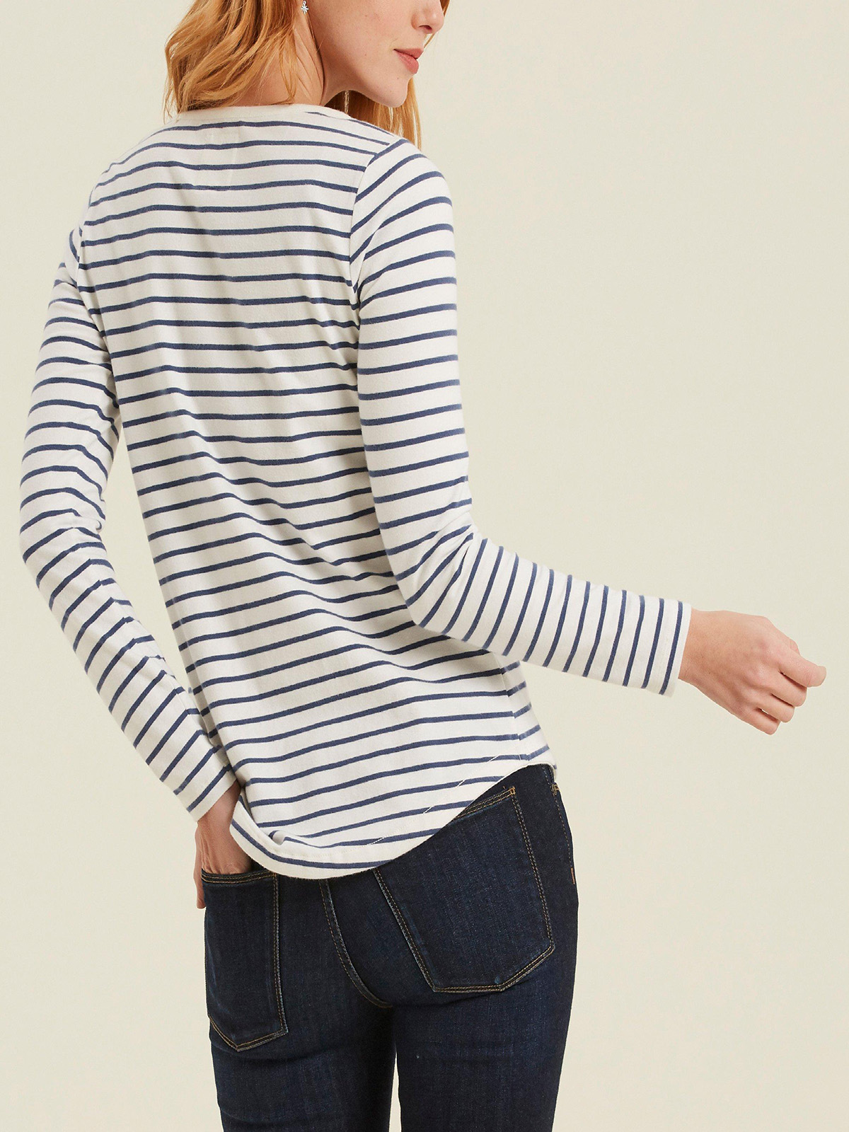 FAT FACE - - Fat Face BLUE Long Sleeve Breton Stripe T-Shirt - Size 10 