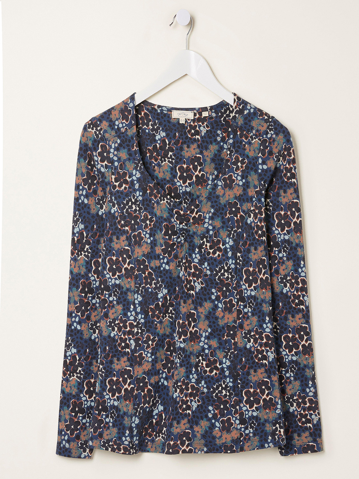 FAT FACE - - Fat Face NAVY Modal Blend Floral Print Long Sleeve Top ...