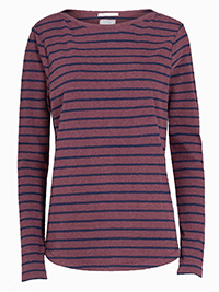 Fat Face PLUM Cotton Rich Breton Stripe T-Shirt - Size 6 to 14