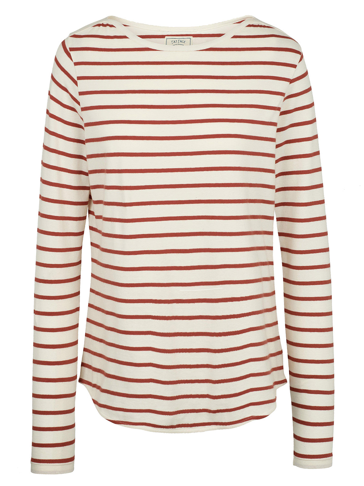 FAT FACE - - Fat Face RED Long Sleeve Breton Stripe T-Shirt - Size 10 to 18