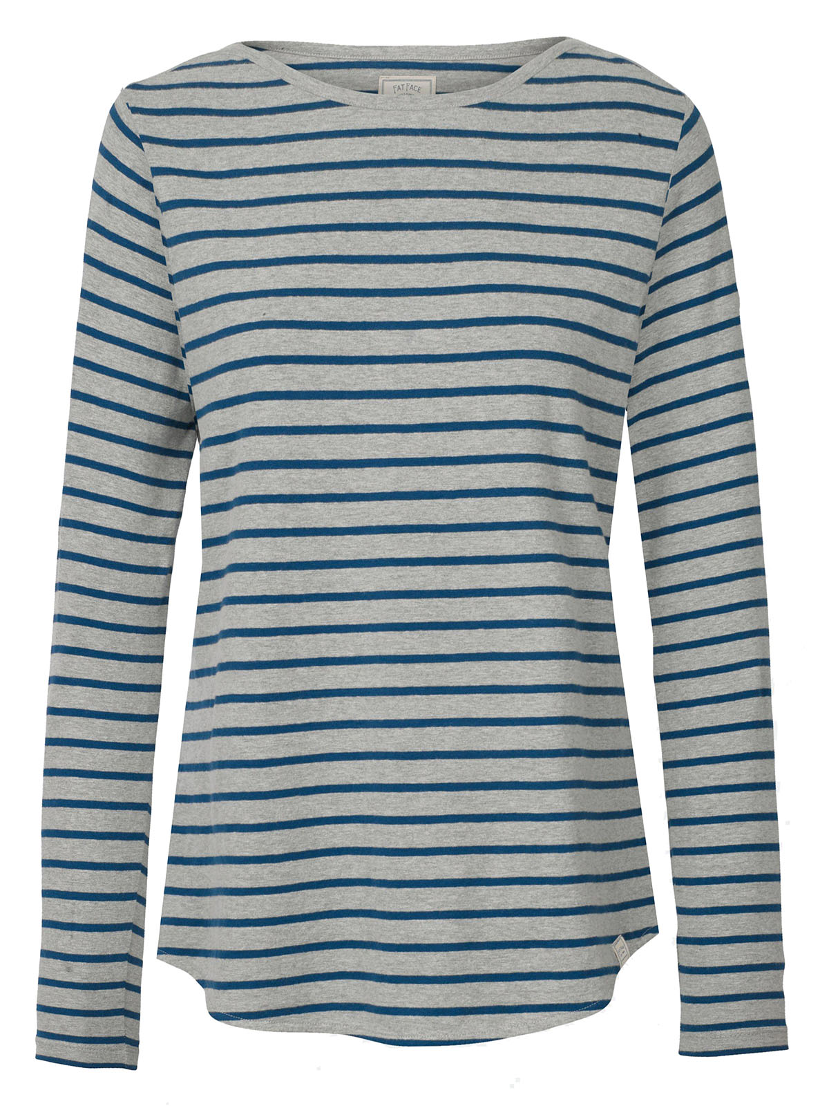 FAT FACE - - Fat Face GREY-MARL Long Sleeve Breton Stripe T-Shirt ...