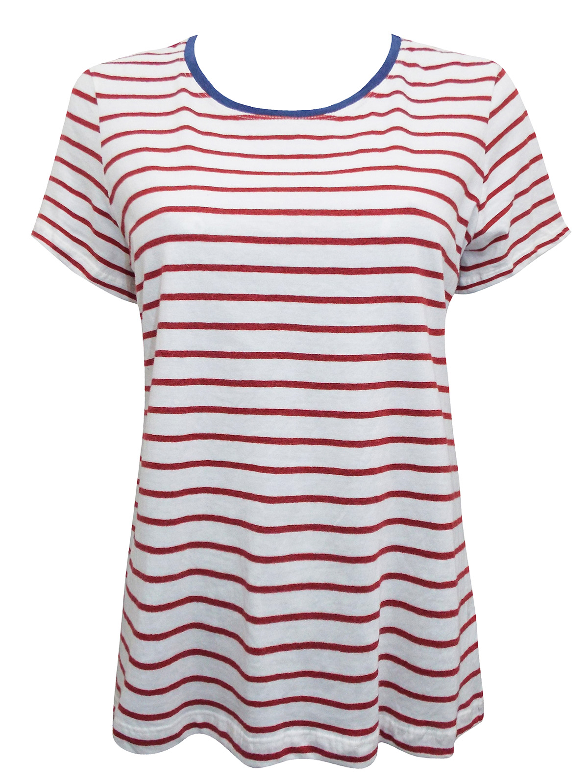 FAT FACE - - Fat Face Firebrick RED Organic Cotton Breton T-Shirt ...