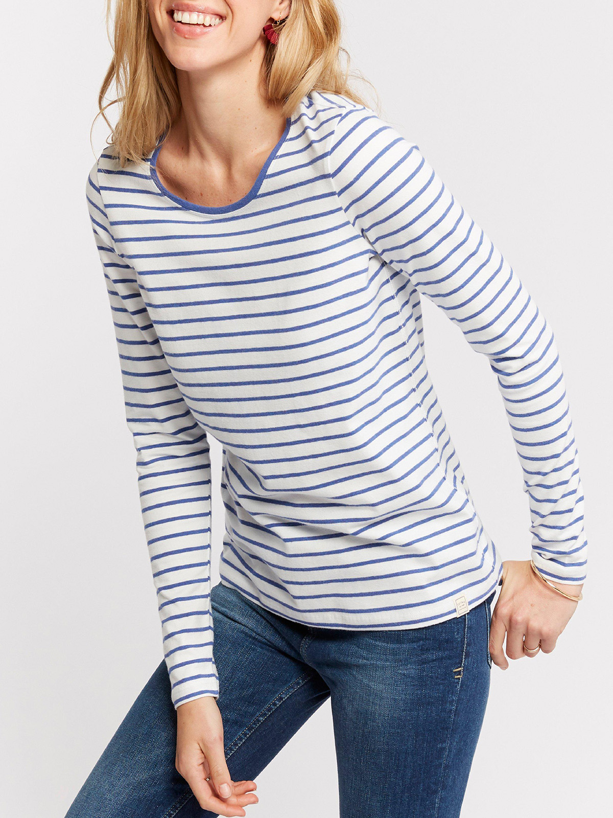 FAT FACE - - Fat Face FREESIA Cotton Rich Long Sleeve Breton Stripe Top ...