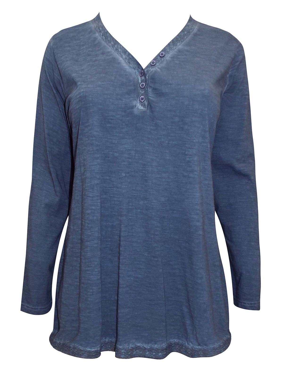 Janet & Joyce - - Janet & Joyce NAVY Pure Cotton Lace Trim Henley Neck ...