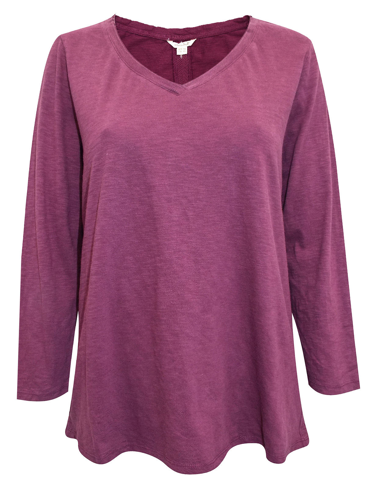 White Stuff - - WH1TE STUFF PURPLE Pure Cotton V-Neck Tee - Size 12 to 16