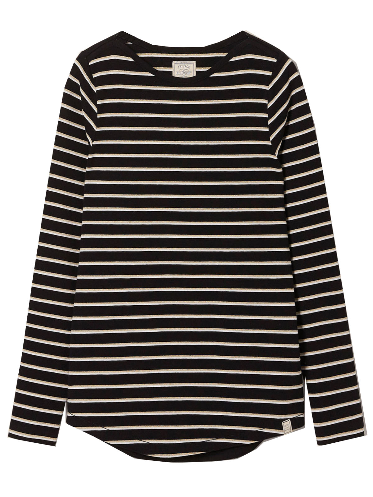 FAT FACE - - Fat Face BLACK Breton Striped Curved Hem Top - Size 8 to 18