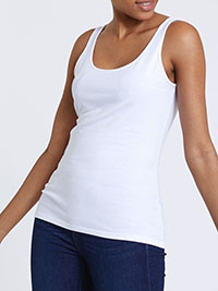 WHITE Cotton Stretch Jersey Vest - Size 6/8 to 16/18 (XS to Large)