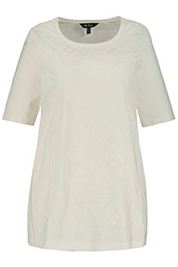 ULLAP SNOW-WHITE Embroidered Geometric Patch Round Neck Tee - Plus Size 20/22 to 28/30