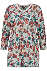 ULLAP MULTI Blooming Florals V-Neck Classic Fit Cotton Top - Plus Size 12/14 to 32/34 (US 8/10 to 28/30)