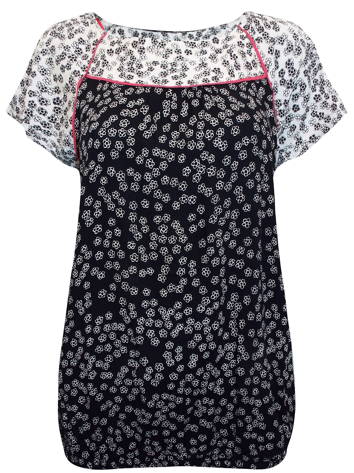 Debenhams MAINE BLACK Floral Print Bubble Hem Top Plus Size 14 to 22