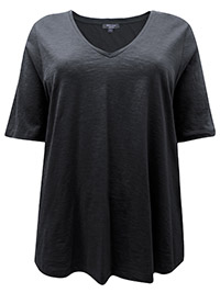 BLACK Pure Cotton Short Sleeve Top - Plus Size 16 to 24