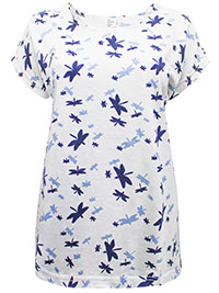 WHITE Dragonfly Printed T-Shirt - Plus Size 12 to 28