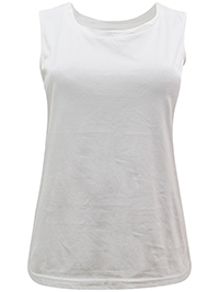 IRREGULAR - WHITE Pure Cotton Sleeveless Top - Plus Size 18 to 22