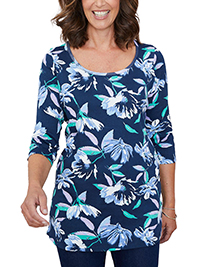NAVY Floral Print Rib Jersey Tunic - Size 10 to 30