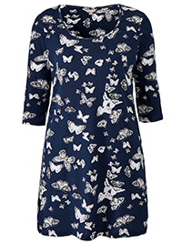 NAVY Pure Cotton Butterfly Print 3/4 Sleeve Top - Plus Size 24 to 32