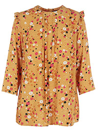 YELLOW Floral Pintuck Blouse - Plus Size 14 to 24