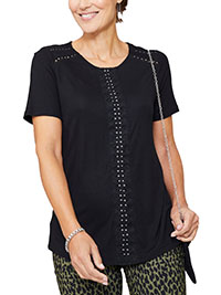 BLACK Studded Lace Insert Top - Plus Size 12 to 18