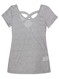 3SUISSES GREY Cotton Blend Cross Back Top - Size 10/12 to 14/16 (EU 38/40 to 42/44)
