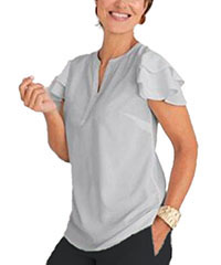 LIGHT-GREY Frill Sleeve Blouse - Size 10 to 28