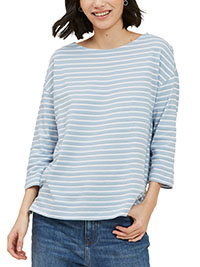 FF CLAY-BLUE Lucille Stripe Top - Size 8 to 18