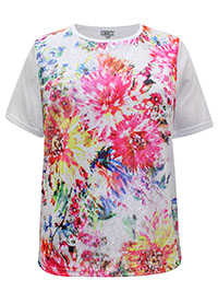 Text PINK Floral Print Lace Top - Plus Size 20/22 to 24/26 (P1 to P2)