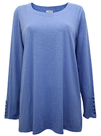 J.Jill BLUE Pure Cotton Button Cuff Top - Size 8 to 22 (US XS to 2X)