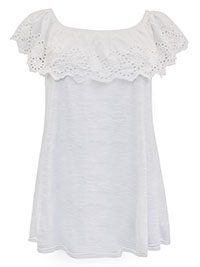 JB WHITE Broderie Frill Top - Size 8 to 16