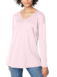 DUSKY-PINK Supima Cotton Long Sleeve Tunic - Size 8 to 18 (US XS to XL)