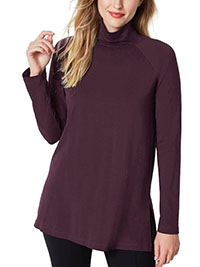 J.Jill AUBERGINE Modal Blend Turtle Neck Top - Size 10 to 18 ( S to XL)