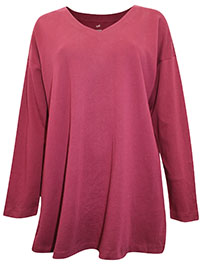 WINE Supima Cotton Long Sleeve Tunic - Size 8 to 22 (US XS to 2X)