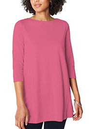 J.Jill PINK Luxe Supima 3/4 Sleeve Tunic - Size 8 to 24/26 (US XS to 3X)