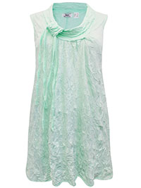 LIGHT-GREEN Tie Cowl Neck Crushed Layering Tunic Vest - Size 10/12 to 30/32 (US S to 3XL)