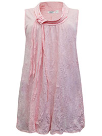 PINK Tie Cowl Neck Crushed Layering Tunic Vest - Size 10/12 to 30/32 (US S to 3XL)