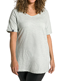 ULLAP STONE Textured Stripe V-Neck Raglan Sleeve Tee - Plus Size 16/18 (US 12/14)