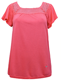 CORAL Crochet Insert Angel Sleeve Top - Size 10 to 14 (CH to G)