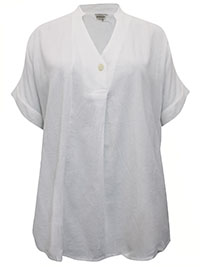 MSN IVORY Notch Neck Short Sleeve Top - Size 12/14 (M)